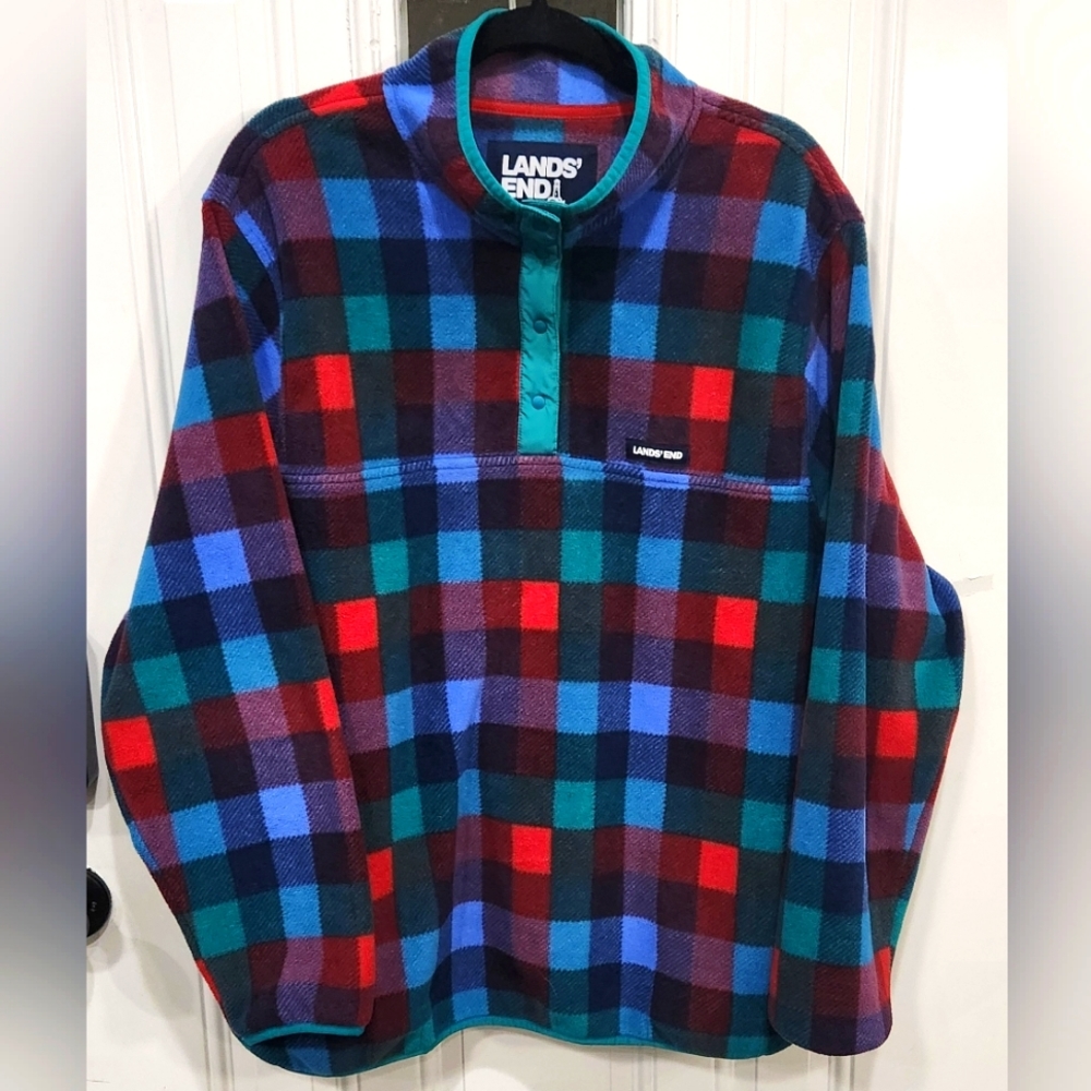 Lands' End Women's Plaid Fleece Top - Multicolor